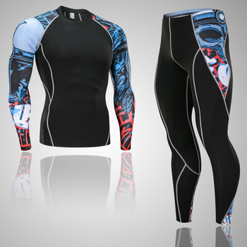 Χειμερινά στενά ανδρικά ρούχα συμπίεσης Σετ εσώρουχα σκι που στεγνώνουν γρήγορα Θερμικό μπλουζάκι γυμναστικής στολή προπόνησης τζόκινγκ