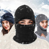 Siltas trikotāžas cepures sievietēm ziemas pilnai sejai balaclava kakla siltāks tamborējums ausu aizsardzībai Skullies cepures slēpju cepures motora pārsegs