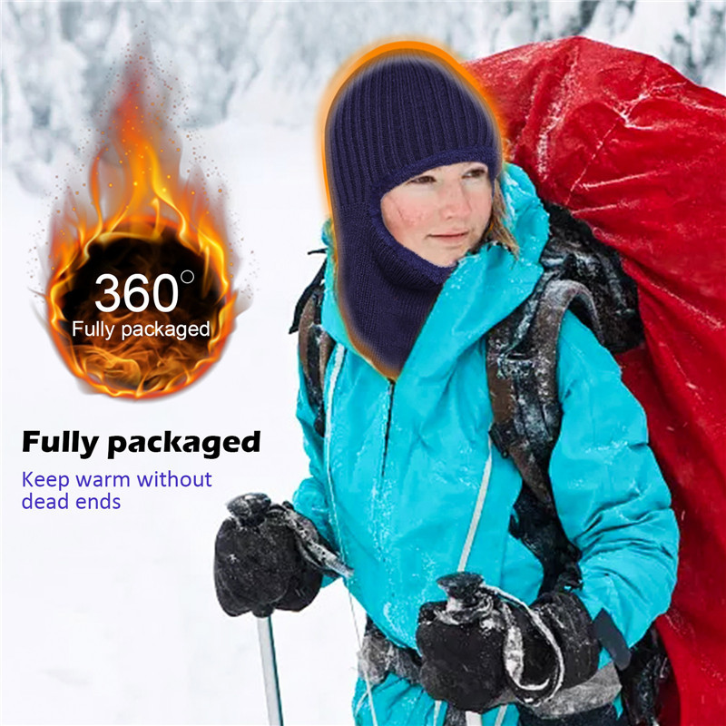 Šiltos megztos kepurės su snapeliu moterims žieminės viso veido balaklava kaklo šiltesnė nerta ausų apsauga Skullies kepurė slidinėjimo kepuraitės Kapotas