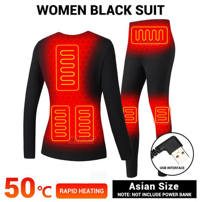 Moterys Vyrai Žieminė termiškai šildoma striukė Liemenė USB savarankiškas apatinis trikotažas Slidinėjimo šildomas kostiumas Elektriniai drabužiai Vilna terminis kaitinimas pėsčiomis
