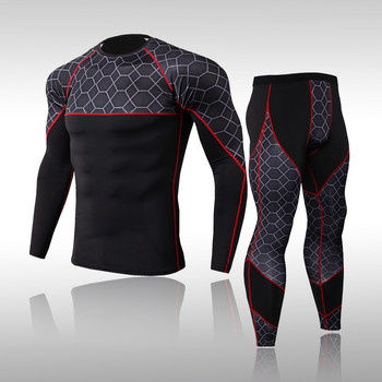 Мъжки ски комплекти термобельо Спортни бързосъхнещи функционални компресионни анцузи Фитнес тесни ризи Компресионни спортни костюми