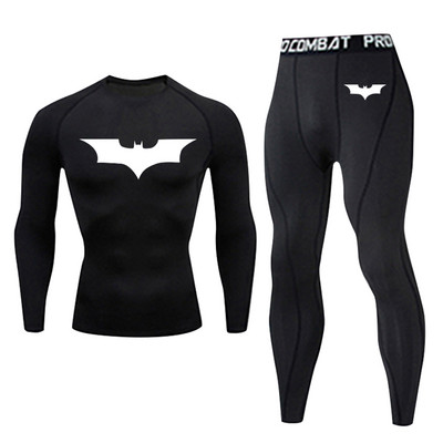 Costum de compresie Îmbrăcăminte sport pentru bărbați Jogging Ski Set de lenjerie de corp Colanți cu mânecă lungă Hanorac de gimnastică Pantaloni de sport cu absorbție S-4XL