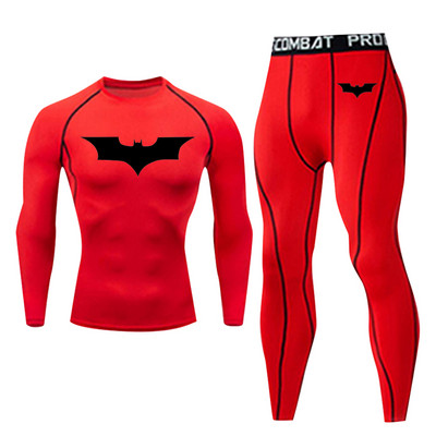 Компресионен костюм Мъжко спортно облекло Ски комплект бельо за джогинг Чорапогащник с дълъг ръкав Суичър за фитнес зала Wicking Спортен панталон S-4XL