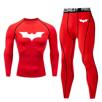 Компресионен костюм Мъжко спортно облекло Ски комплект бельо за джогинг Чорапогащник с дълъг ръкав Суичър за фитнес зала Wicking Спортен панталон S-4XL