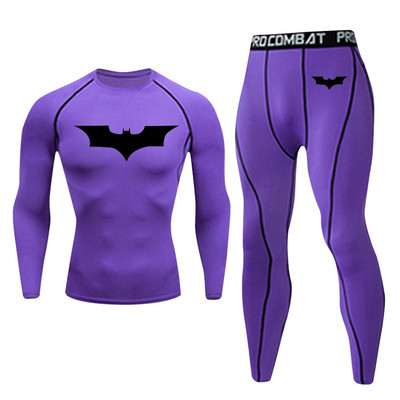 Компресионен костюм Мъжко спортно облекло Ски комплект бельо за джогинг Чорапогащник с дълъг ръкав Суичър за фитнес зала Wicking Спортен панталон S-4XL