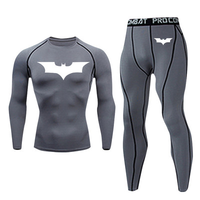 Компресионен костюм Мъжко спортно облекло Ски комплект бельо за джогинг Чорапогащник с дълъг ръкав Суичър за фитнес зала Wicking Спортен панталон S-4XL