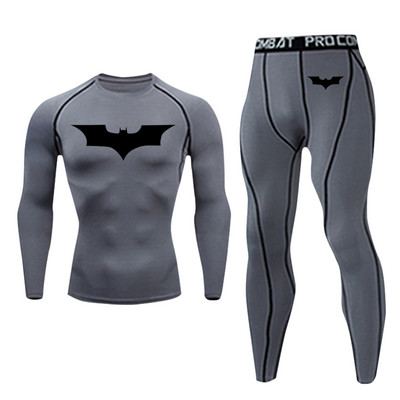 Компресионен костюм Мъжко спортно облекло Ски комплект бельо за джогинг Чорапогащник с дълъг ръкав Суичър за фитнес зала Wicking Спортен панталон S-4XL