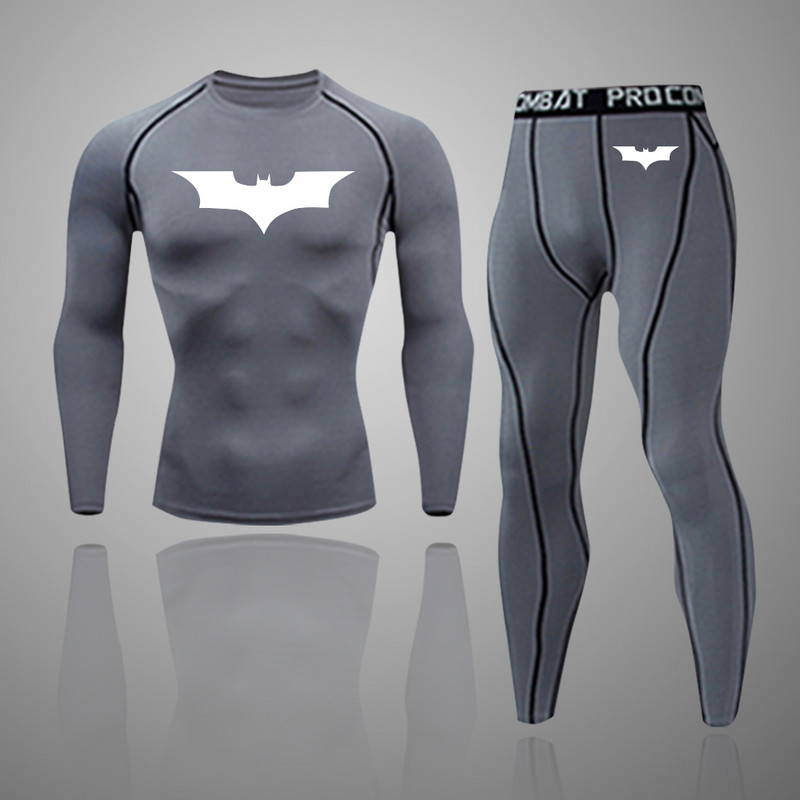 Компресионен костюм Мъжко спортно облекло Ски комплект бельо за джогинг Чорапогащник с дълъг ръкав Суичър за фитнес зала Wicking Спортен панталон S-4XL