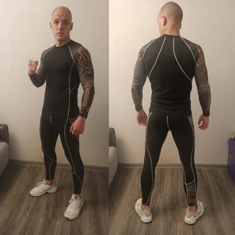 Sportinis kostiumas treniruoklių salė Vyriškas antblauzdžiai Žieminiai slidinėjimo apatiniai Sportiniai Šilti Kompresinės pėdkelnės prakaito pagrindo sluoksnis termo Lauko bėgimo kostiumas Vyras