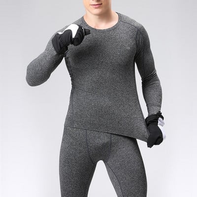 Vyriškas moteriškas terminis rinkinys su vilnos ilgomis rankovėmis viršuje ir apačioje, skirtas žiemos slidinėjimui, bėgimui dviračiu, žygiams, bėgiojimui