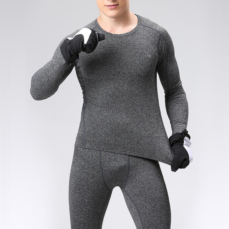Vyriškas moteriškas terminis rinkinys su vilnos ilgomis rankovėmis viršuje ir apačioje, skirtas žiemos slidinėjimui, bėgimui dviračiu, žygiams, bėgiojimui