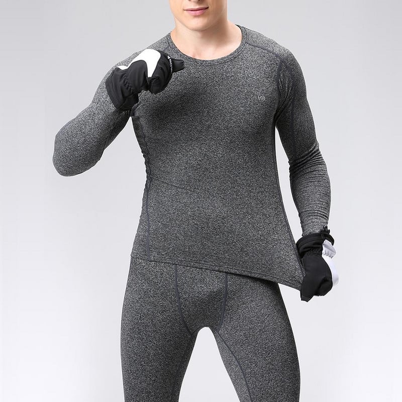 Vyriškas moteriškas terminis rinkinys su vilnos ilgomis rankovėmis viršuje ir apačioje, skirtas žiemos slidinėjimui, bėgimui dviračiu, žygiams, bėgiojimui
