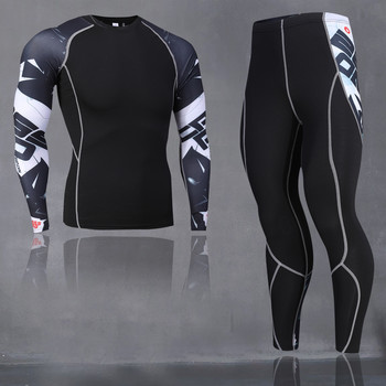 Мъжки комплект термо бельо спортен базов слой облекло бързосъхнещо термо бельо ски туризъм бягане тесни спортни мъже 4XL