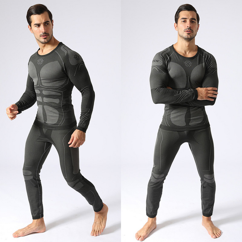 Kvėpuojantis terminis slidinėjimo apatinio trikotažo rinkinys Vyriški ilgi Johns žiemos apšilimo slidinėjimo striukė ir kelnės Apranga nuo prakaito