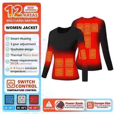 Žieminiai terminiai apatiniai šildoma striukė Vyriška USB elektrinis slidinėjimo kostiumas, savaime šildoma liemenė, moteriška šildoma apranga, vilna, ilga 2022 m.