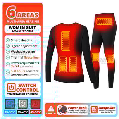 Žieminiai terminiai apatiniai šildoma striukė Vyriška USB elektrinis slidinėjimo kostiumas, savaime šildoma liemenė, moteriška šildoma apranga, vilna, ilga 2022 m.