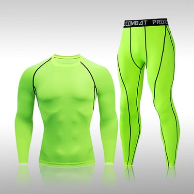 Dviejų dalių rinkiniai Kompresiniai kostiumai Vyriški greitai džiūstantys rūbai Sportiniai bėgimai MMA Bėgimas treniruoklių salė Treniruotės Sporto kostiumas Drabužiai