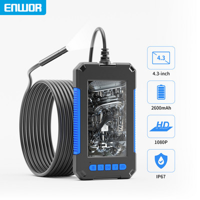 Endoskopická kamera ENWOR s 4,3-palcovým 3,9 mm 8 mm jednoduchým a dvojitým objektívom, priemyselný endoskop s krytím IP67, vodotesnosť 1080P pre kontrolu kanalizácie automobilov