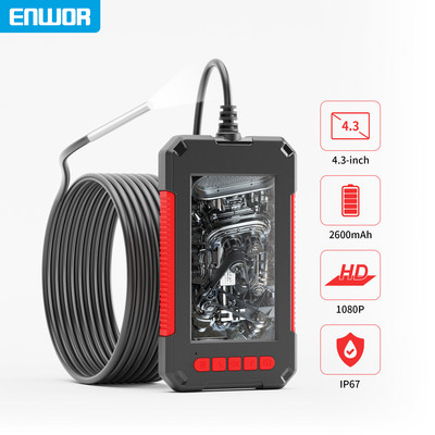 Endoskopická kamera ENWOR s 4,3-palcovým 3,9 mm 8 mm jednoduchým a dvojitým objektívom, priemyselný endoskop s krytím IP67, vodotesnosť 1080P pre kontrolu kanalizácie automobilov