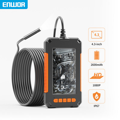 Endoskopická kamera ENWOR s 4,3-palcovým 3,9 mm 8 mm jednoduchým a dvojitým objektívom, priemyselný endoskop s krytím IP67, vodotesnosť 1080P pre kontrolu kanalizácie automobilov