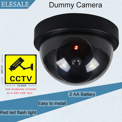 Kreatív fekete műanyag dóm CCTV dummy kamera villogó led hamis kamera tápellátás AA elemes megfigyelő biztonsági rendszeren keresztül