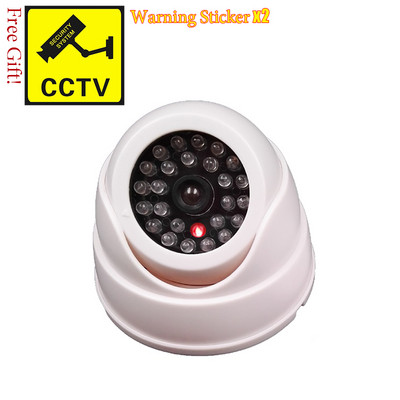 Креативна черна пластмасова куполна CCTV фиктивна камера, мигаща светодиодна фалшива камера, захранване чрез AA батерия, система за наблюдение и сигурност