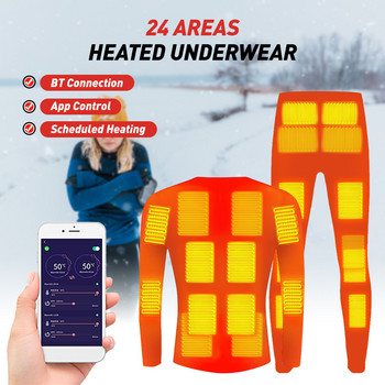 Θερμαινόμενα εσώρουχα Ανδρικά Γυναικεία Χειμώνας Ζεστό 24 Περιοχών Ηλεκτρικό θερμαινόμενο πουκάμισο USB Παντελόνι Σετ App Control 5 Ρυθμίσεις θερμοκρασίας