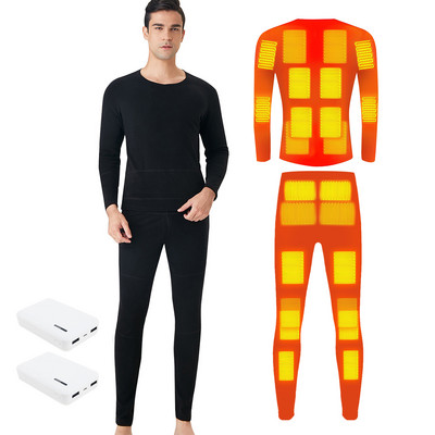 Lenjerie de corp încălzită Bărbați Femei Iarna caldă 24 zone Încălzire electrică prin USB Încălzire electrică Set pantaloni pentru cămașă Control prin aplicație 5 setări de temperatură