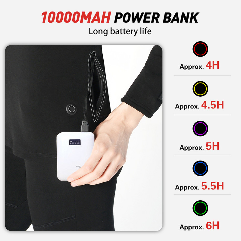 Šildomi apatiniai Vyrai Moterys Žiema Šilta 24 sritys Elektriniai USB Šildomi Šildomi Marškiniai Kelnės Rinkinys Programėlė Valdymas 5 Temperatūros nustatymai