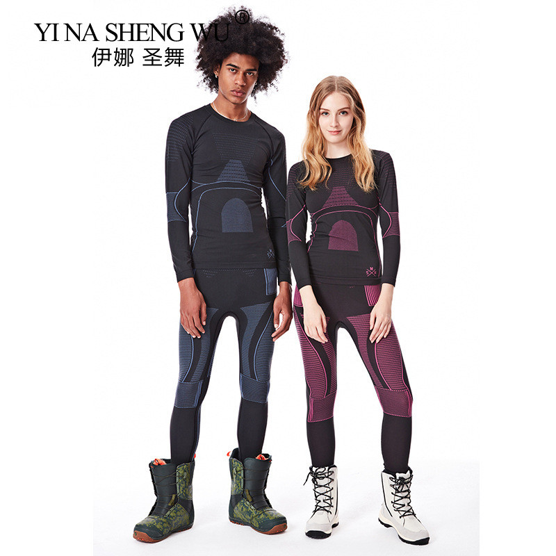 Vyriški moterų žiemos apranga slidinėjimo terminio apatinio trikotažo rinkiniai ilgomis rankovėmis Viršutiniai pratimai Drabužiai Sporto žarnos snieglenčių marškiniai ir kelnės