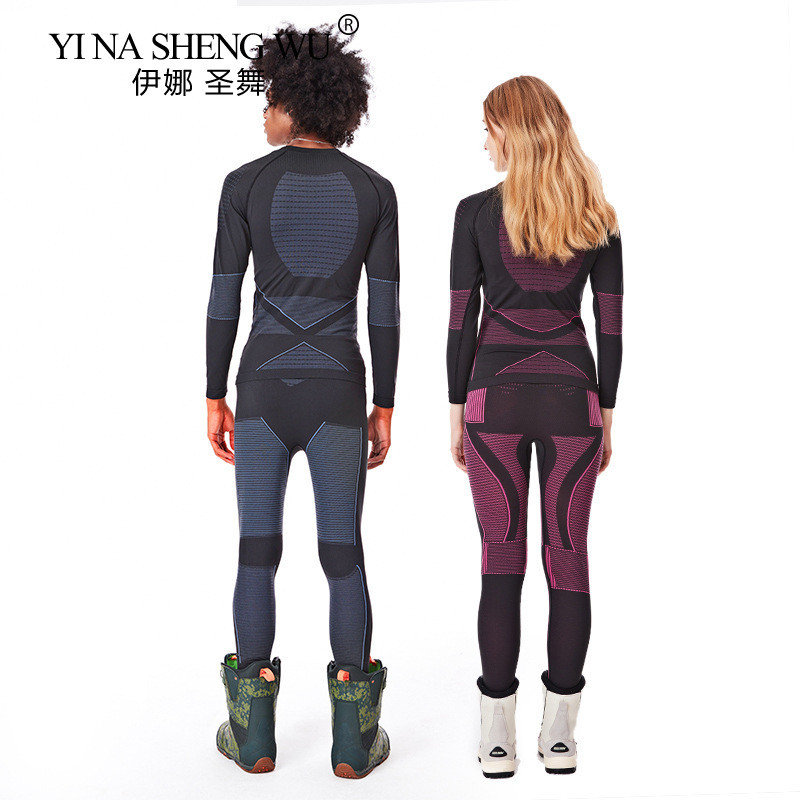 Vyriški moterų žiemos apranga slidinėjimo terminio apatinio trikotažo rinkiniai ilgomis rankovėmis Viršutiniai pratimai Drabužiai Sporto žarnos snieglenčių marškiniai ir kelnės