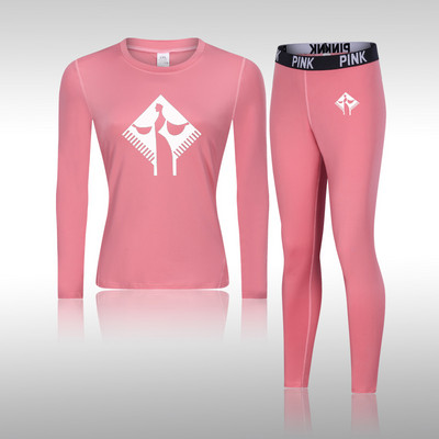 Moterų gimnastikos marškinėlių kompresinis jogos rinkinys Greitai džiūstantis moteriškas ilgomis rankovėmis + ilgos kelnės lauko sportinė apranga Fitneso sportinė apranga, skirta