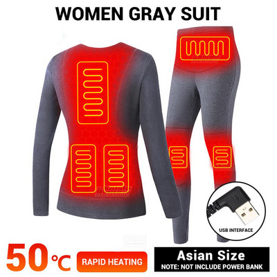 2022 Зимно отопляемо яке Мъже Жени Жилетка USB Електрическо отопление Облекло Къмпинг на открито Топло бельо Ски Отопляем костюм Поларено палто