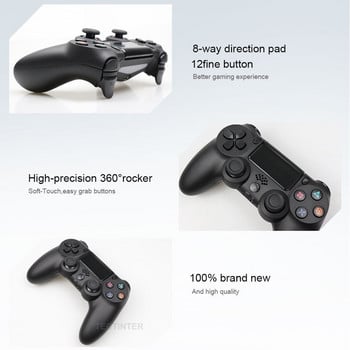 Поддържа Bluetooth безжичен геймпад за PS4 контролер, подходящ за PS4/Slim/Pro конзола за PS4 PC джойстик за PS3 Controle конзола