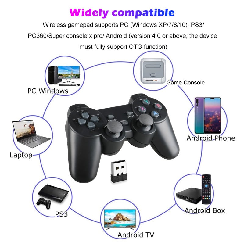 TSINGO 2.4Ghz Gamepad fără fir pentru PS3/PC/TV Box/Android Controller de joc pentru telefonul Android Joystick pentru Super Console X Pro