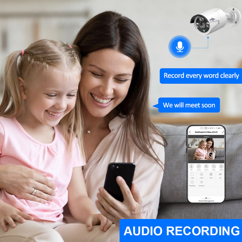 Hiseeu 5MP 3MP Audio IP Κάμερα επιτήρησης POE H.265 Εξωτερική Αδιάβροχη Κάμερα CCTV IP66 P2P Αρχική σελίδα βίντεο για POE NVR