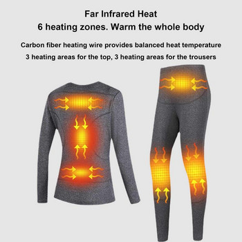 Χειμερινό Ελαστικό Σετ Εσωρούχων Θέρμανσης Outdoors USB Θερμαινόμενο Σετ Εσωρούχων 3 Λειτουργίες Θερμοκρασίας Γυναικεία Ανδρικά Χειμερινά Ζεστά Ρούχα