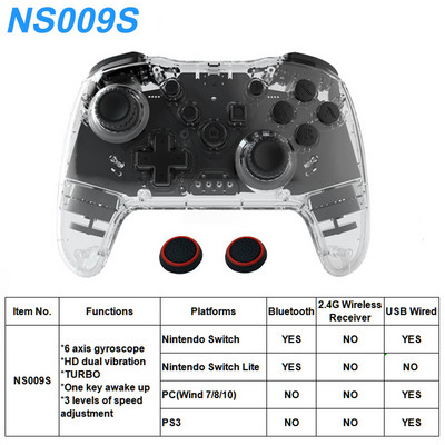 2PCS Bluetooth 2.4G belaidis valdiklis, skirtas Nintendo Switch Pro PC TV Box Smart Phone Tablet PS3 Tesla Shock Joystick Gamepad