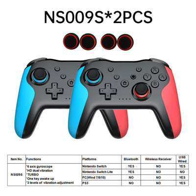 2PCS Bluetooth 2.4G belaidis valdiklis, skirtas Nintendo Switch Pro PC TV Box Smart Phone Tablet PS3 Tesla Shock Joystick Gamepad