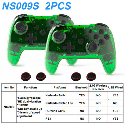 2PCS Bluetooth 2.4G belaidis valdiklis, skirtas Nintendo Switch Pro PC TV Box Smart Phone Tablet PS3 Tesla Shock Joystick Gamepad