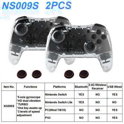 2PCS Bluetooth 2.4G belaidis valdiklis, skirtas Nintendo Switch Pro PC TV Box Smart Phone Tablet PS3 Tesla Shock Joystick Gamepad