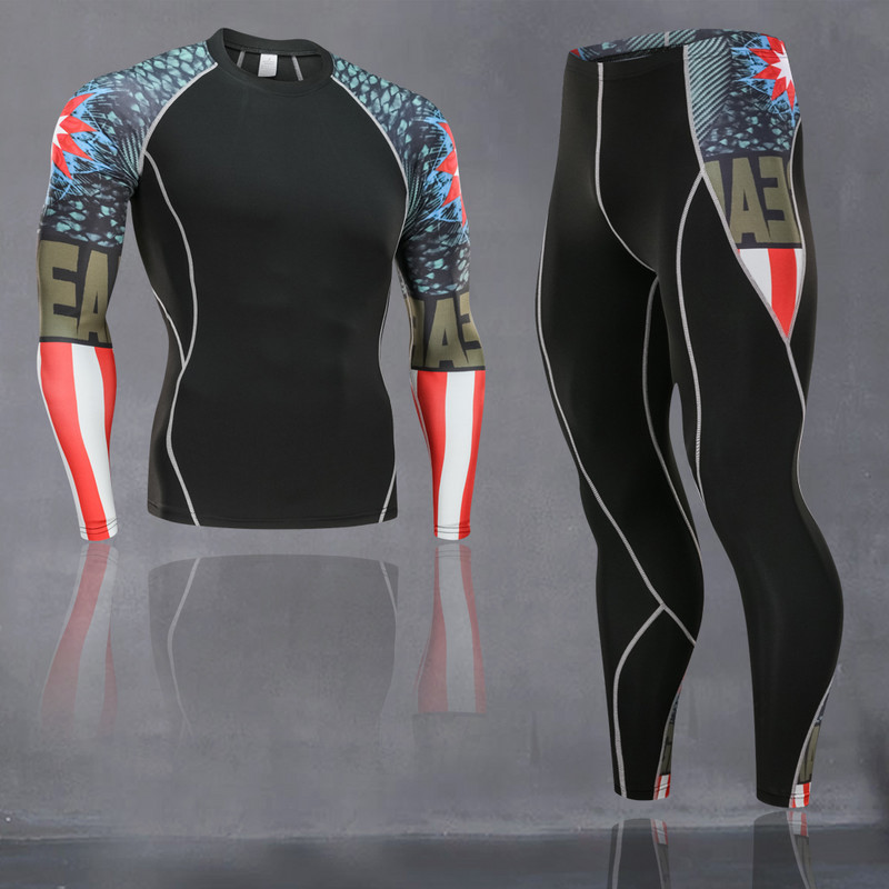 Aukštos kokybės vyriškų terminių apatinių rinkinys Sporto salė Greitai džiūstančios pėdkelnės Jojimo rūbai Nauji Šilti Slidinėjimo apatiniai Sportinis Kostiumas S-4XL