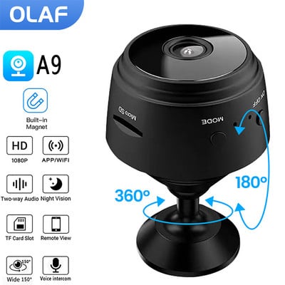 Olaf A9 Mini Smart Camera HD1080p WiFi Remote Ασύρματη κάμερα Ip Προστασία ασφαλείας νυχτερινής όρασης Κάμερες παρακολούθησης Wifi