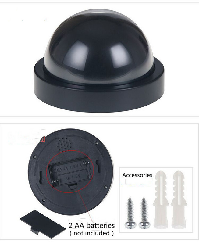 Inteligentná atrapa bezpečnostnej kamery do interiéru/exteriéru, vodotesná falošná CCTV bezpečnostná kamera s blikajúcim červeným LED svetlom
