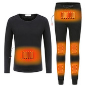 Žiemos šildymo apatinių komplektas su USB baterija maitinamas šildomas šildomas viršutines kelnes išmaniojo telefono temperatūros valdymas motociklo striukė