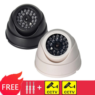 Безжична манекен Фалшива охранителна камера Фалшива охранителна камера за видеонаблюдение Домашна куполна водоустойчива с мигащи червени LED светлини Вътрешна външна