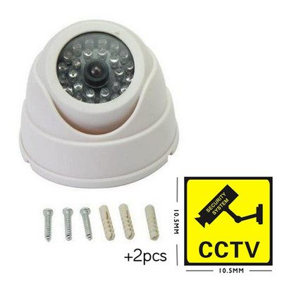 Безжична манекен Фалшива охранителна камера Фалшива охранителна камера за видеонаблюдение Домашна куполна водоустойчива с мигащи червени LED светлини Вътрешна външна