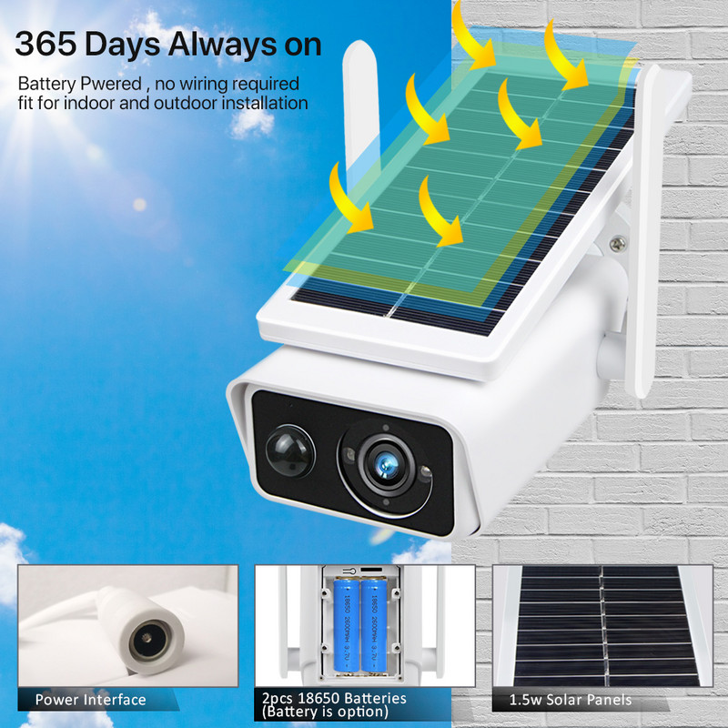 Κάμερα 3 MP HD WiFi Υπαίθριος ηλιακός πίνακας Ασύρματη κάμερα ασφαλείας με μπαταρία PIR Motion IP66 Κάμερα παρακολούθησης CCTV iCSee