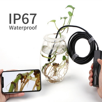 Безжична ендоскопска камера с двоен обектив 1080P обхват с 8 LED светлини Водоустойчив бороскоп Полутвърд кабел за Android и iOS телефон