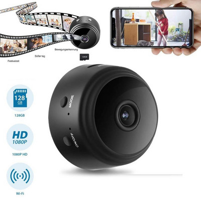 Безжична мини камера, WiFi 1080P HD малка домашна охранителна камера за кола, вътрешна вътрешна охранителна бавачка, нощно виждане